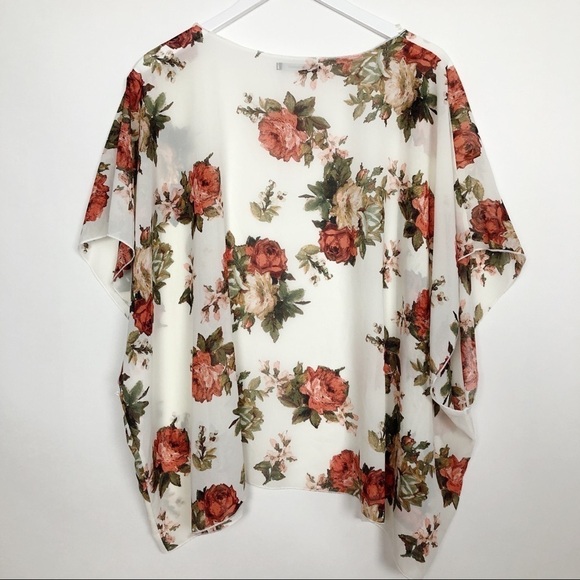 Color Swatch Floral Kimono Cardigan Top Size L - Picture 8 of 12